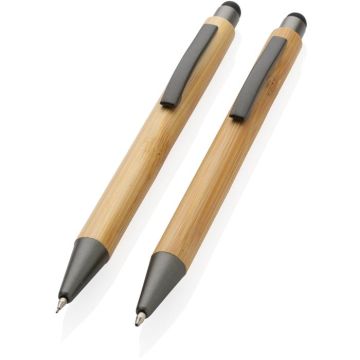 Bamboo Modern Pen Set In Box - brown - main image